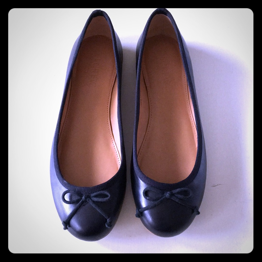 J.Crew Black leather ballet flats
